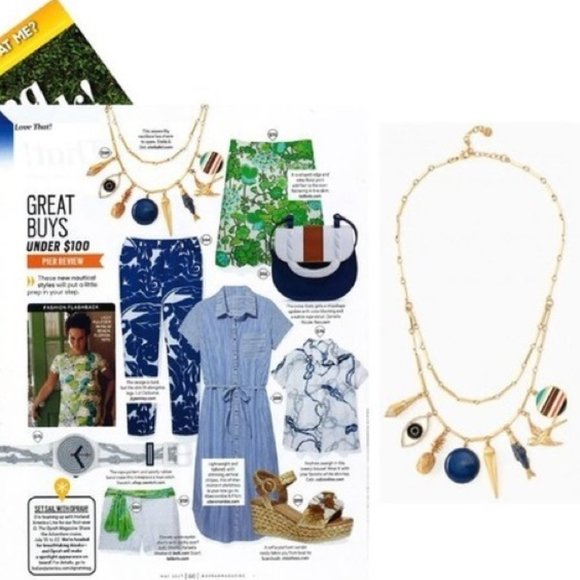 Stella & Dot |  Navy + Gold Treasures of the Sea Jett Charm Necklace - Picture 8 of 13